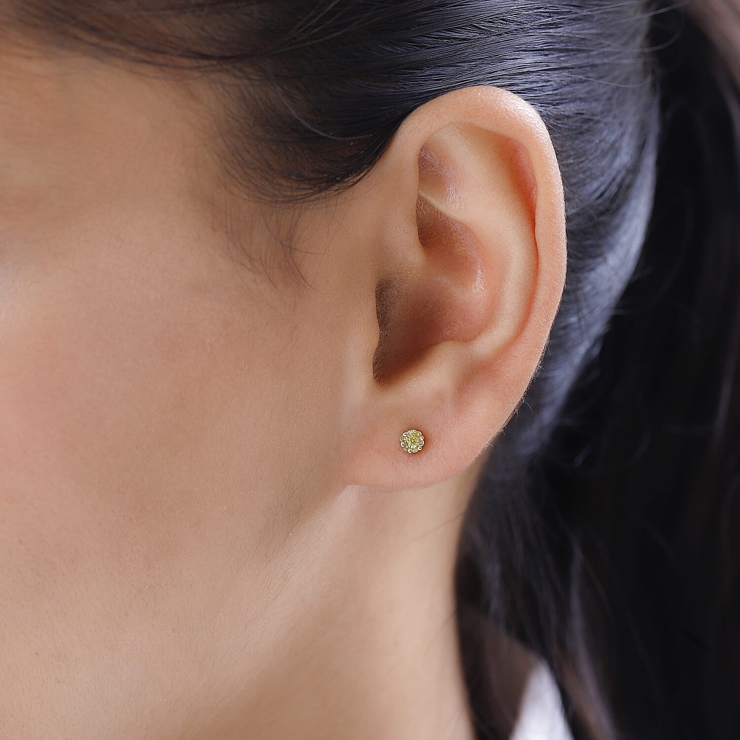 9K Yellow Gold Natural Yellow Diamond Stud Earrings