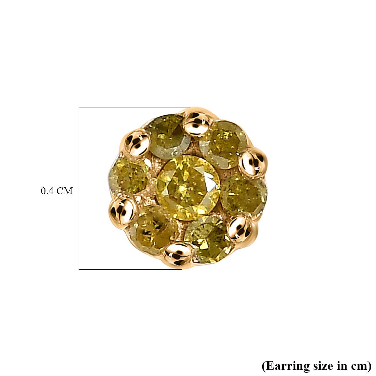 9K Yellow Gold Natural Yellow Diamond Stud Earrings