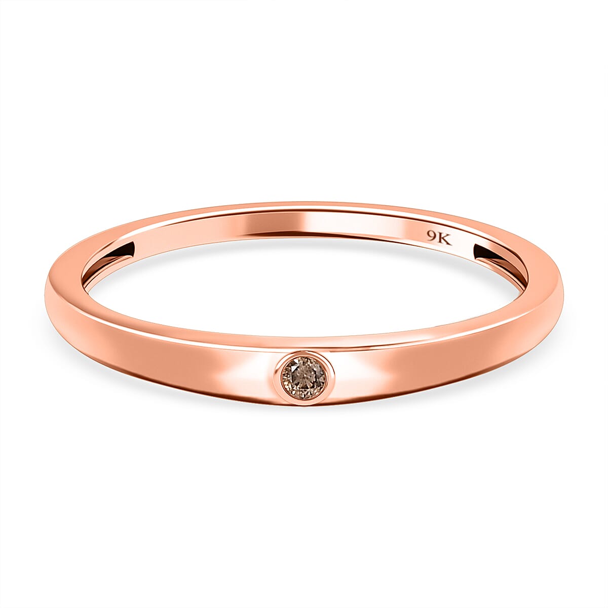 9K Rose Gold Natural Champagne Diamond Band Ring