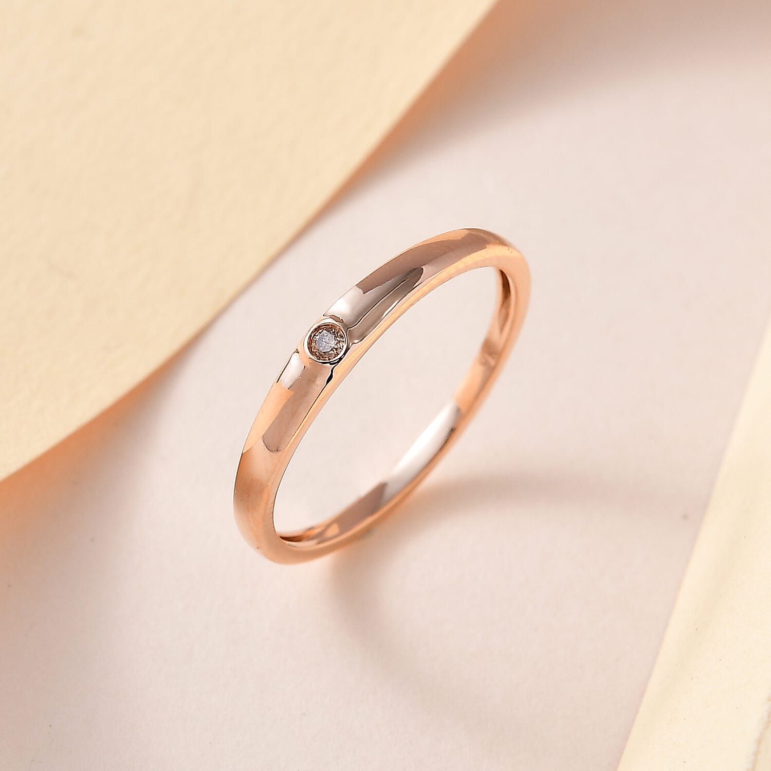 9K Rose Gold Natural Champagne Diamond Band Ring