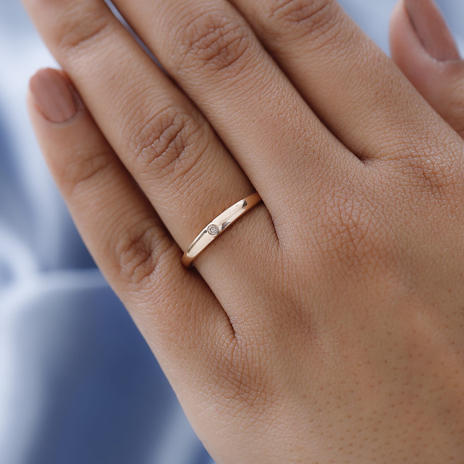 9K Rose Gold Natural Champagne Diamond Band Ring