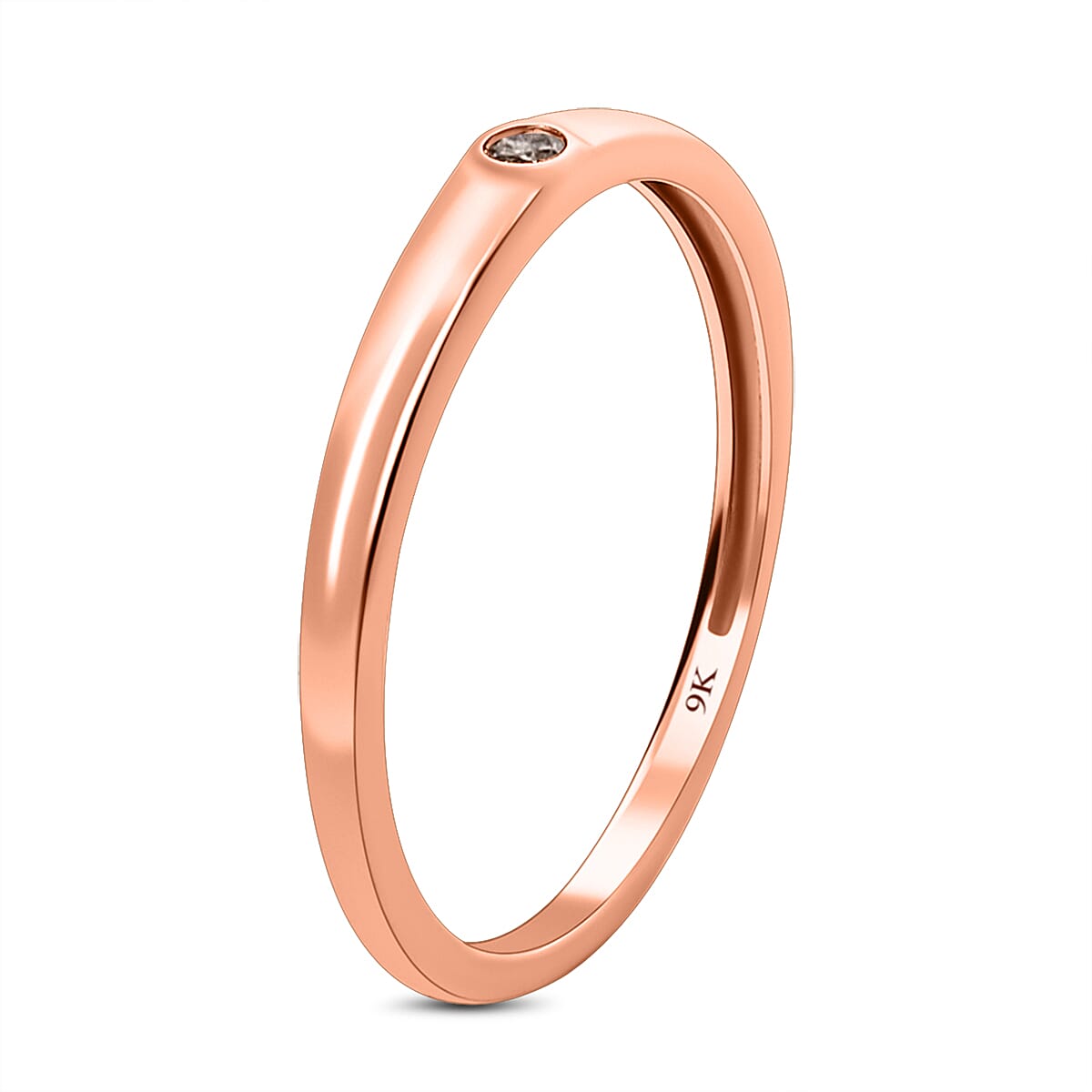 9K Rose Gold Natural Champagne Diamond Band Ring