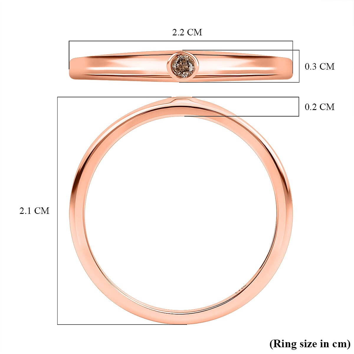 9K Rose Gold Natural Champagne Diamond Band Ring