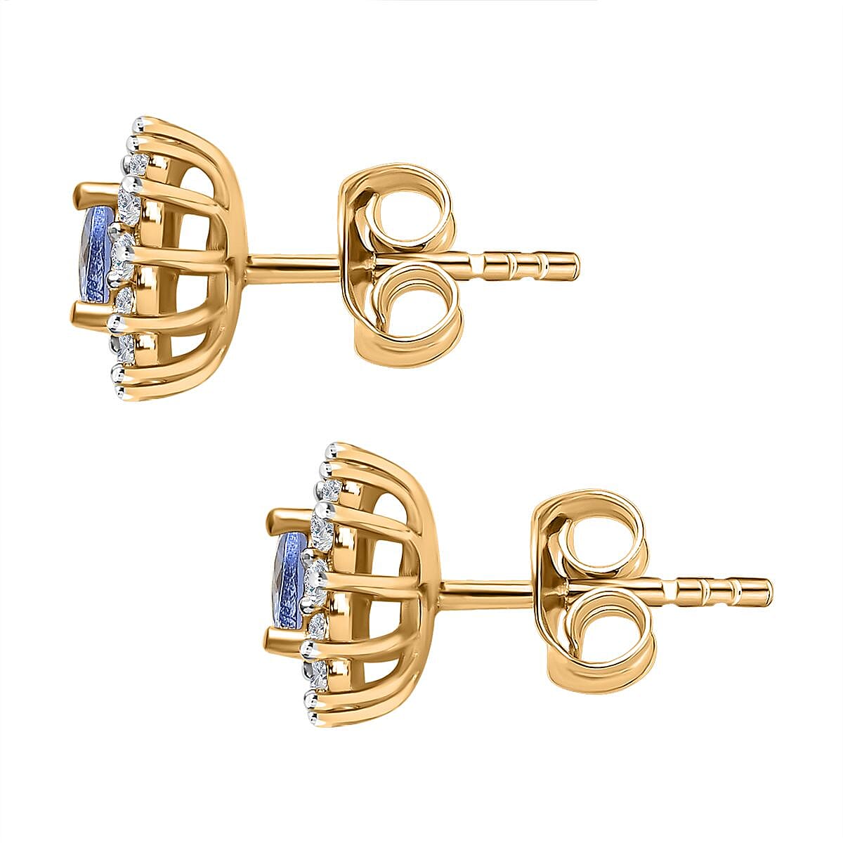 Tanzanite & Natural Zircon Earrings in 18K Yellow Gold Vermeil Plated Sterling Silver 1.00 Ct.