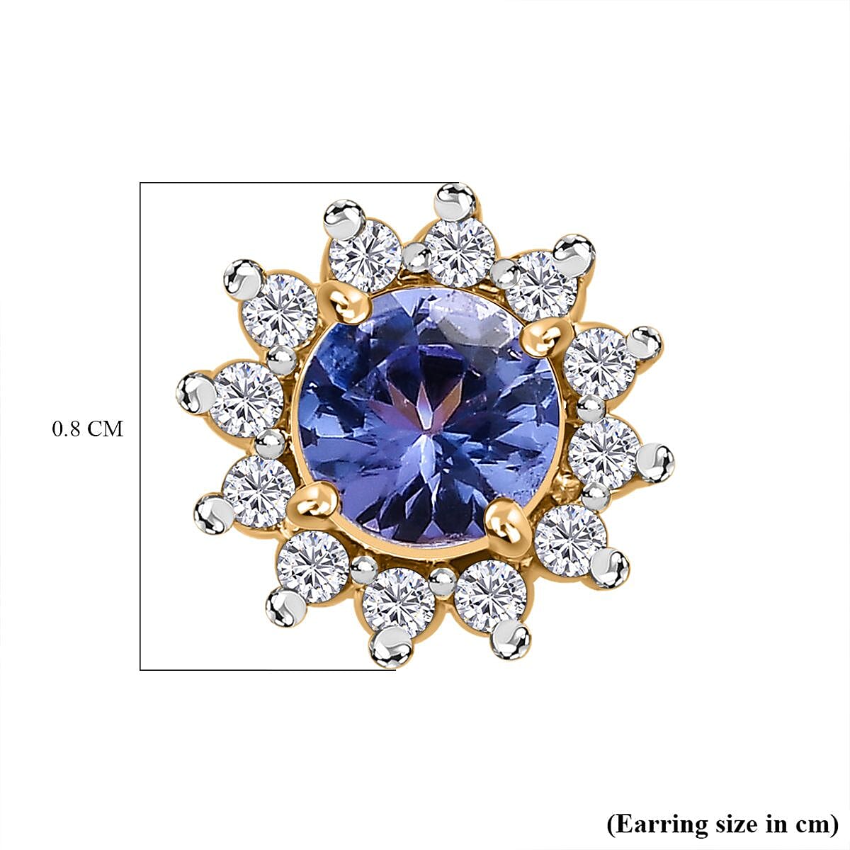Tanzanite & Natural Zircon Earrings in 18K Yellow Gold Vermeil Plated Sterling Silver 1.00 Ct.