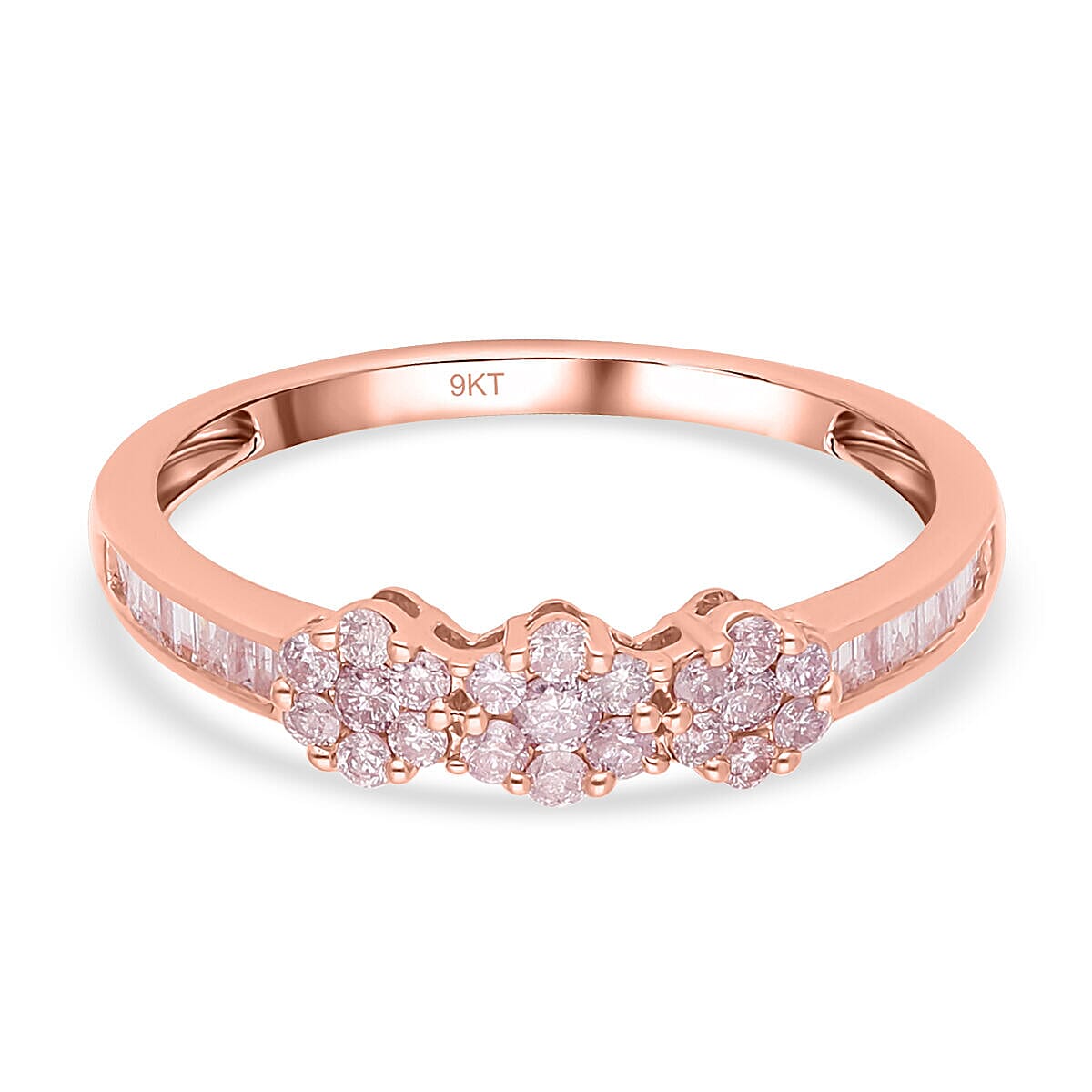 9K Rose Gold SGL Certified Natural Pink and White Diamond (G-H) Ring 0.50 Ct.