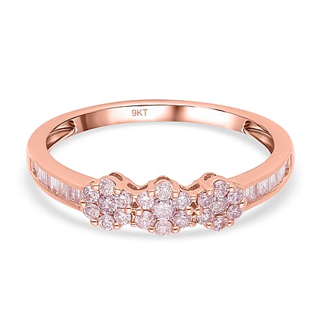 9K Rose Gold SGL Certified Natural Pink and White Diamond (G-H) Ring 0.50 Ct.