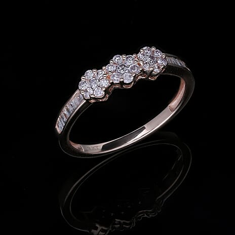 9K Rose Gold SGL Certified I3-GH Natural Pink and White Diamond Cluster Band Ring 0.52 Ct.