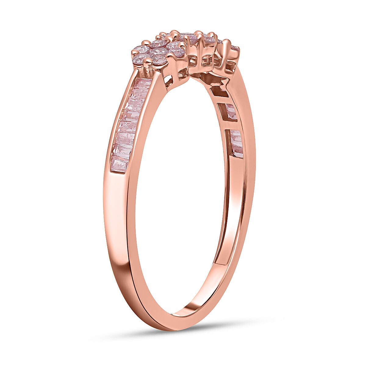 9K Rose Gold SGL Certified Natural Pink and White Diamond (G-H 