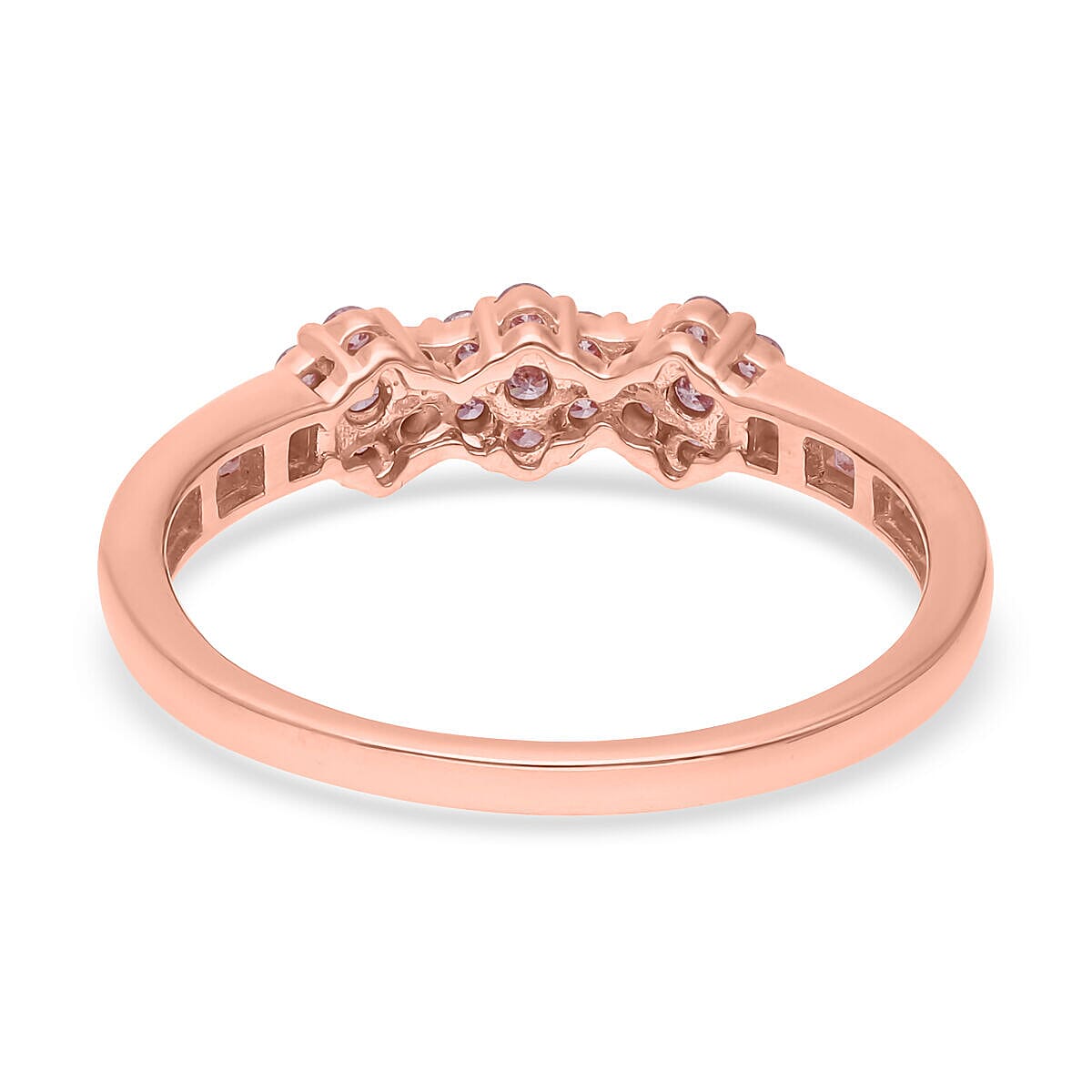 9K Rose Gold SGL Certified Natural Pink and White Diamond (G-H) Ring 0.50 Ct.