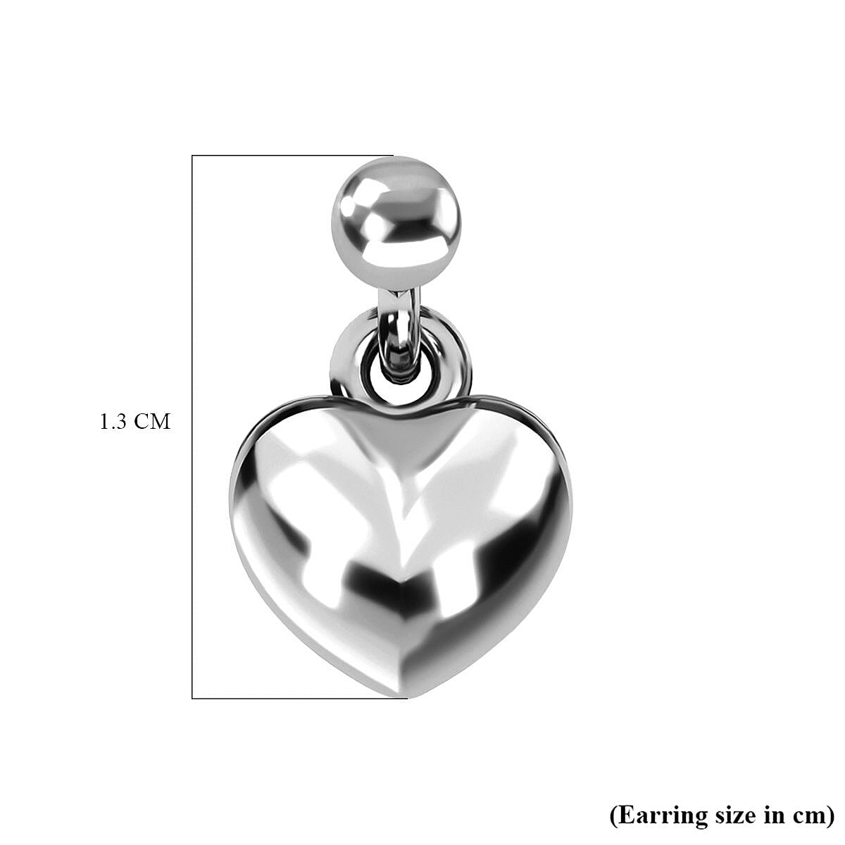 Platinum Overlay Sterling Silver Stud Heart Earrings with Push Back Platinum Overlay Sterling Silver Stud Heart Earrings with Push Back
