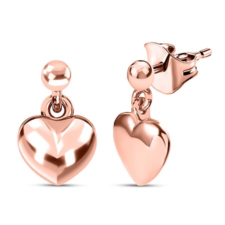 18K Vermeil Rose Gold Plated Sterling Silver Stud Heart Earrings