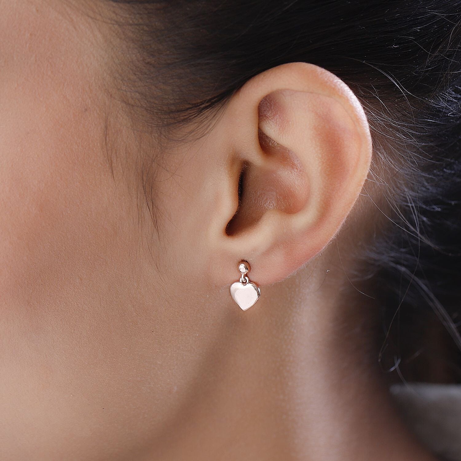 18K Vermeil Rose Gold Plated Sterling Silver Stud Heart Earrings