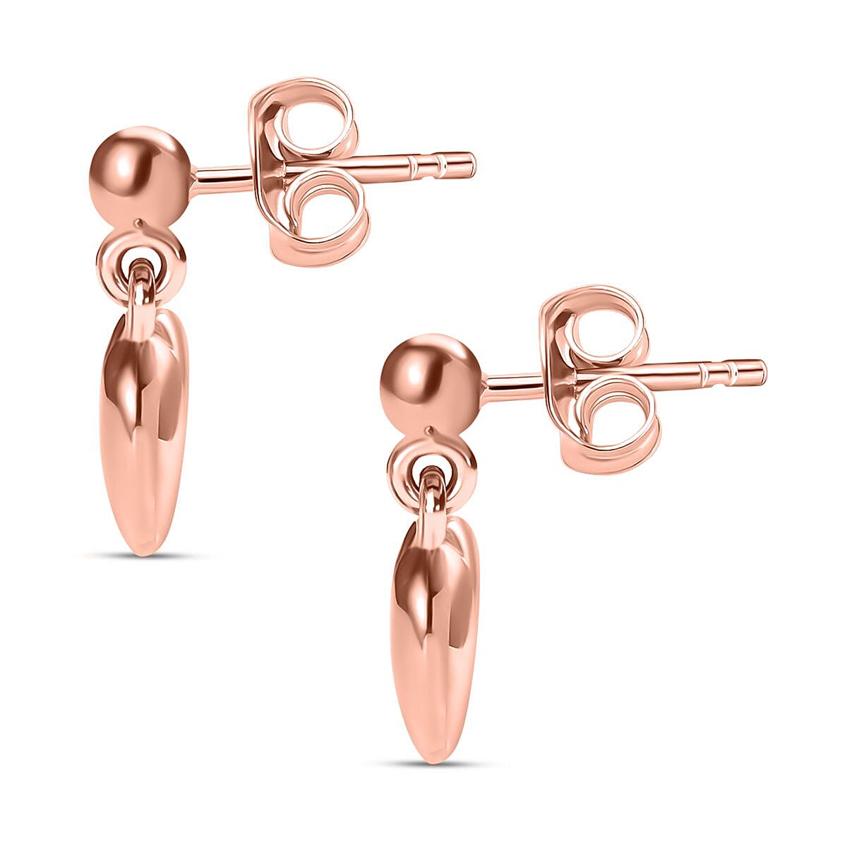 18K Vermeil Rose Gold Plated Sterling Silver Stud Heart Earrings