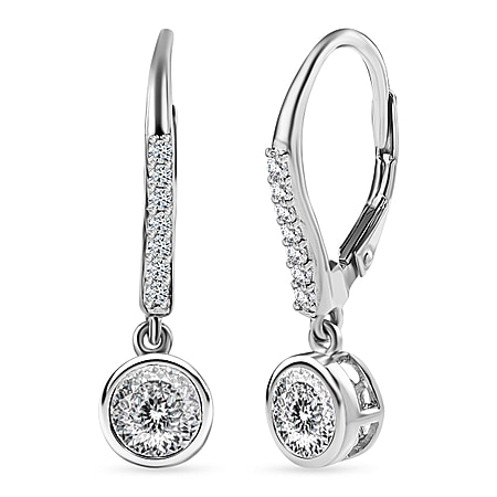 Moissanite Earrings in Platinum Overlay Sterling Silver 1.80 Ct
