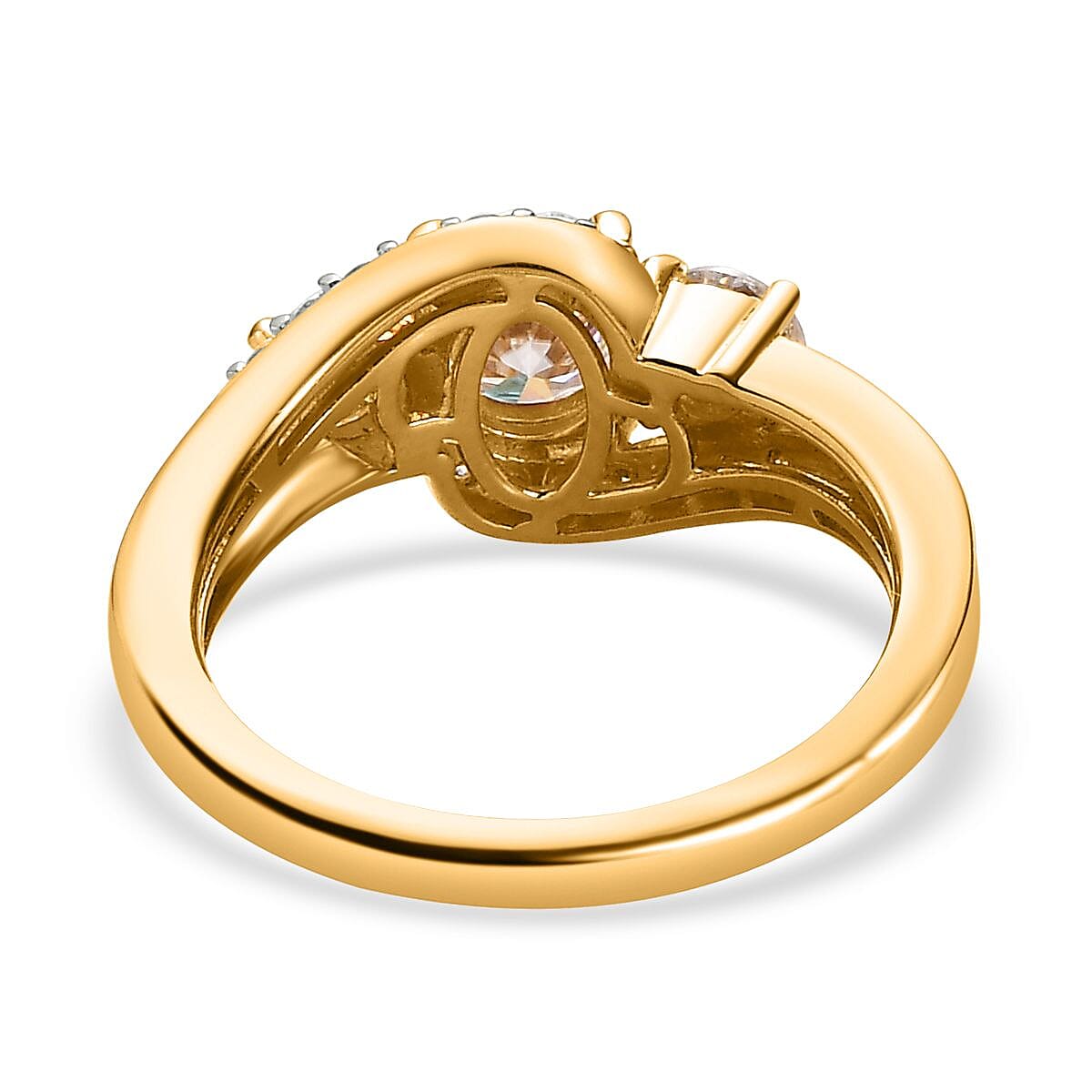 Moissanite Ring in 18K Vermeil Yellow Gold Plated Sterling Silver Moissanite Ring in 18K Vermeil Yellow Gold Plated Sterling Silver