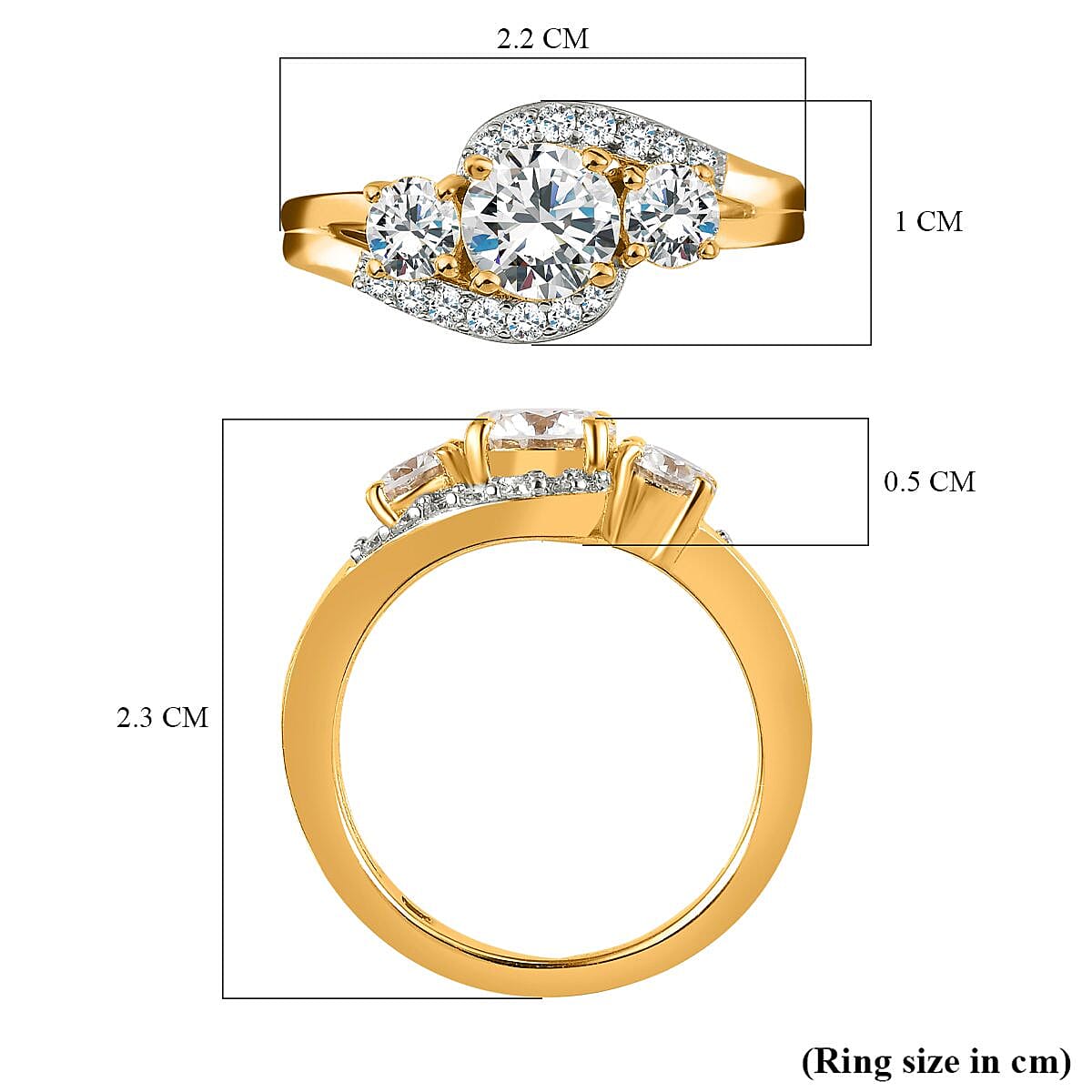 Moissanite Ring in 18K Vermeil Yellow Gold Plated Sterling Silver Moissanite Ring in 18K Vermeil Yellow Gold Plated Sterling Silver