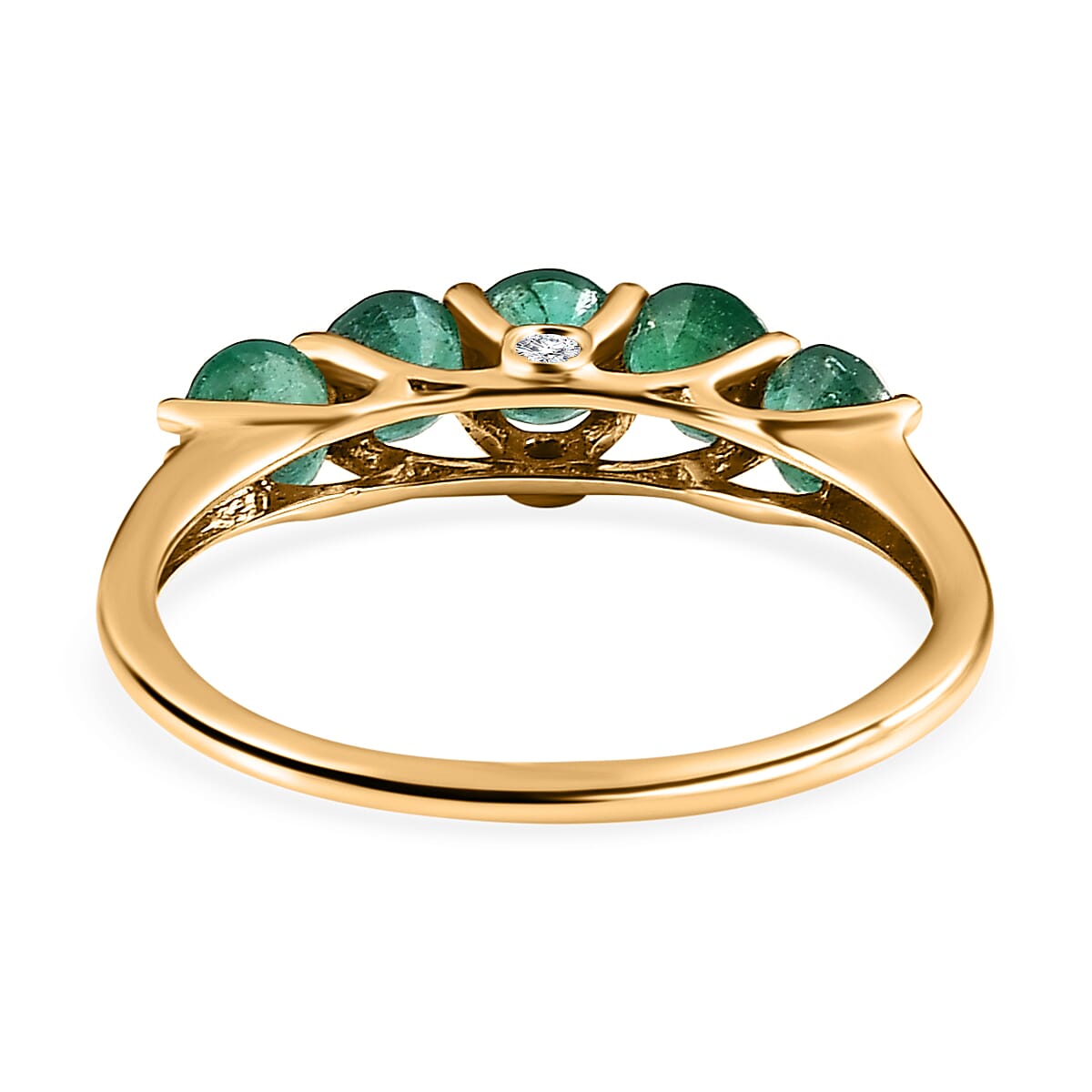 9K Yellow Gold AAA Gemfields Emerald and Diamond Ring 1.32 Ct