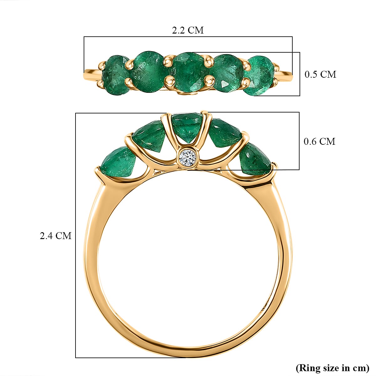 9K Yellow Gold AAA Gemfields Emerald and Diamond Ring 1.32 Ct