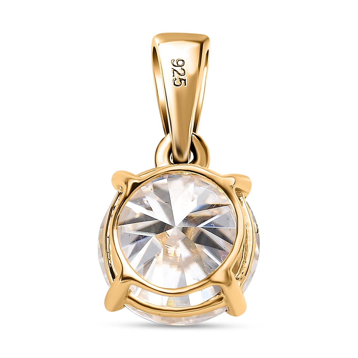 9K Yellow Gold Moissanite Solitaire Pendant 1.80 Ct.