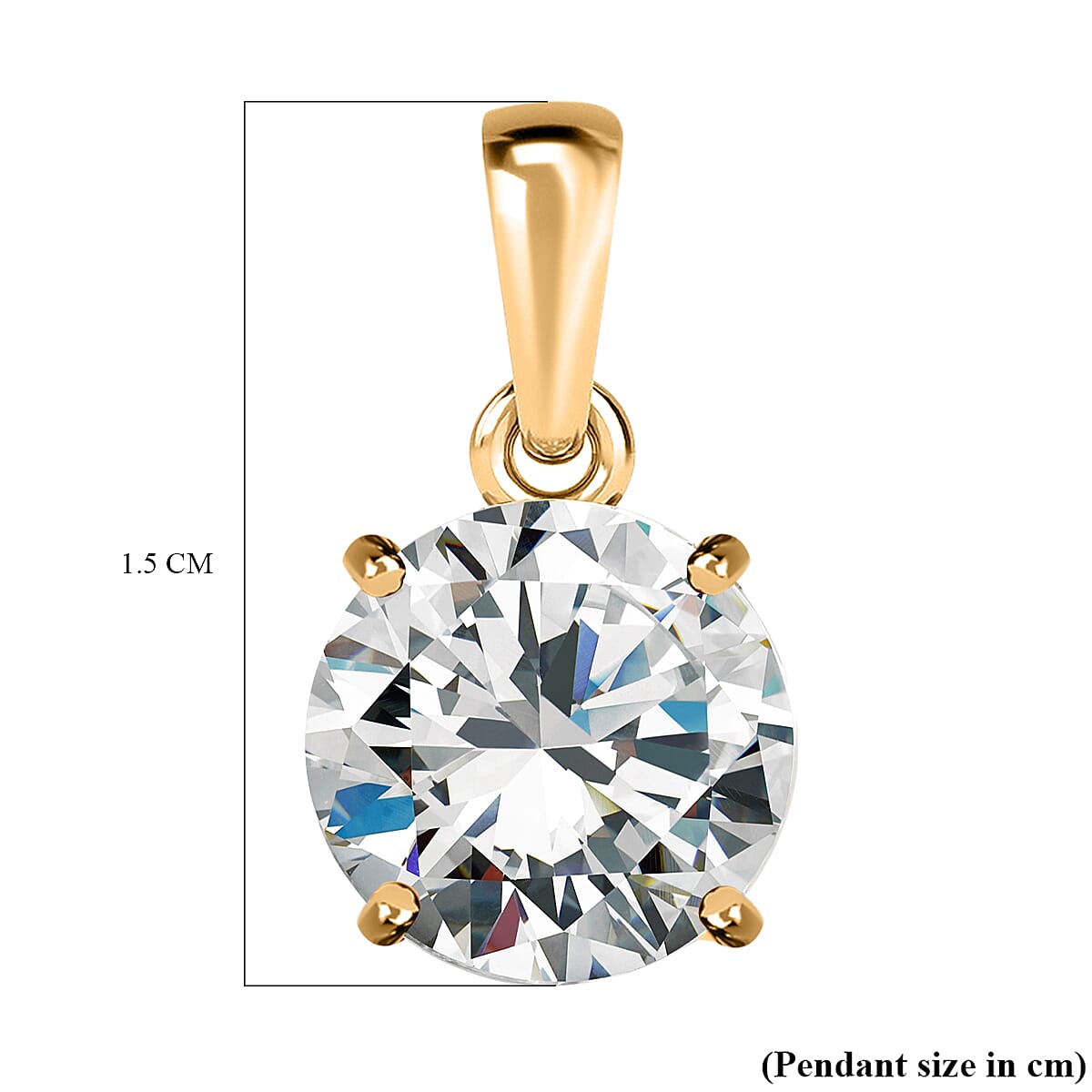 9K Yellow Gold Moissanite Solitaire Pendant 1.80 Ct.
