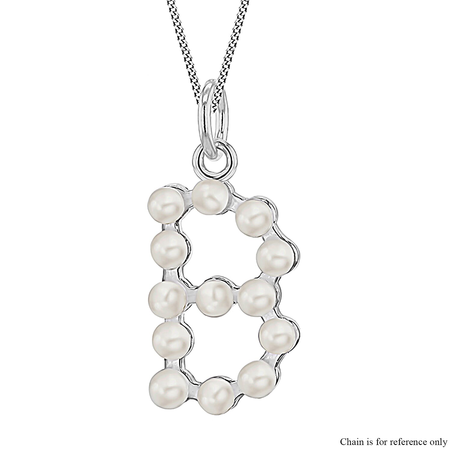 Fresh Water Pearl Initial B Pendant in Sterling Silver