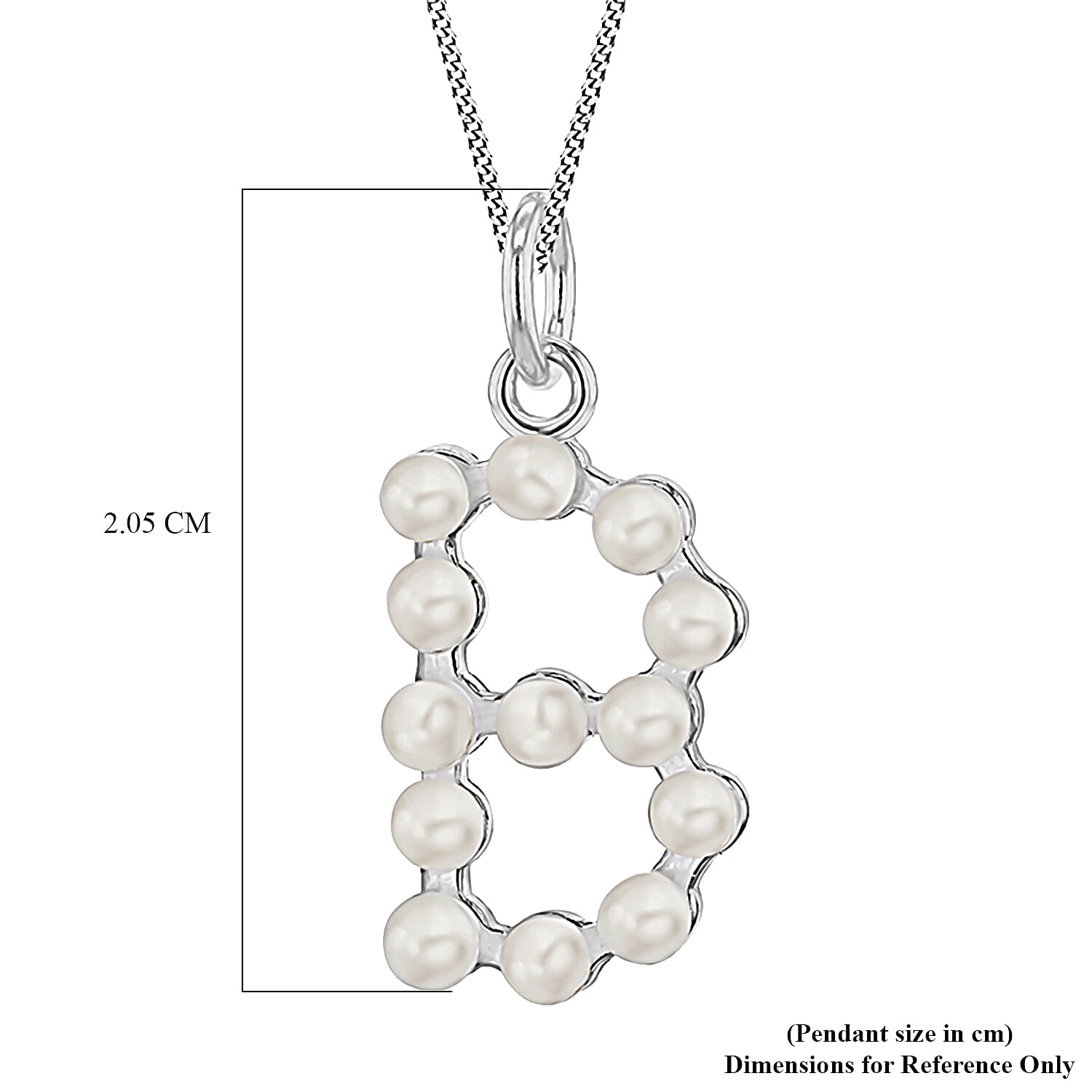 Fresh Water Pearl Initial B Pendant in Sterling Silver