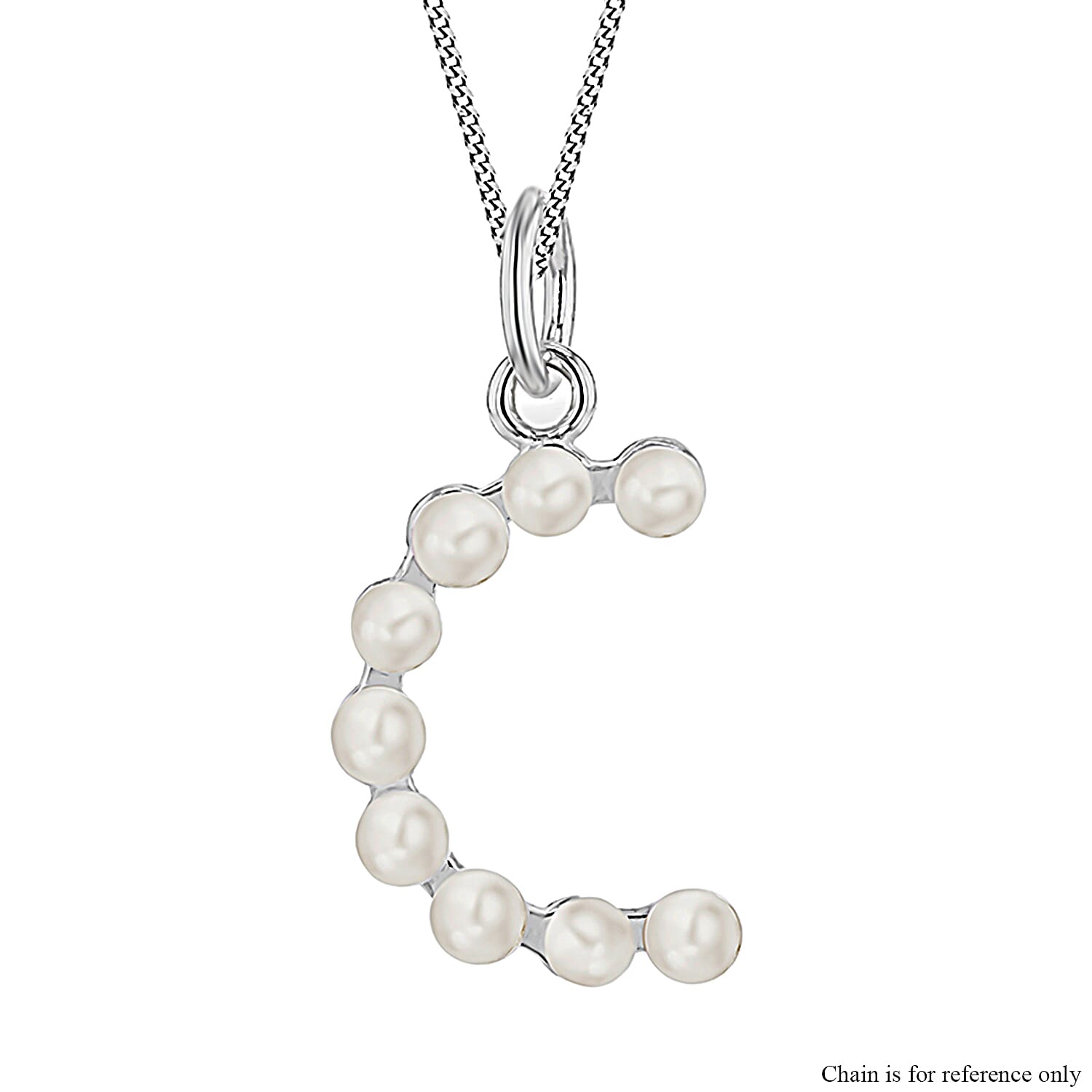 Fresh Water Pearl Initial C Pendant in Sterling Silver