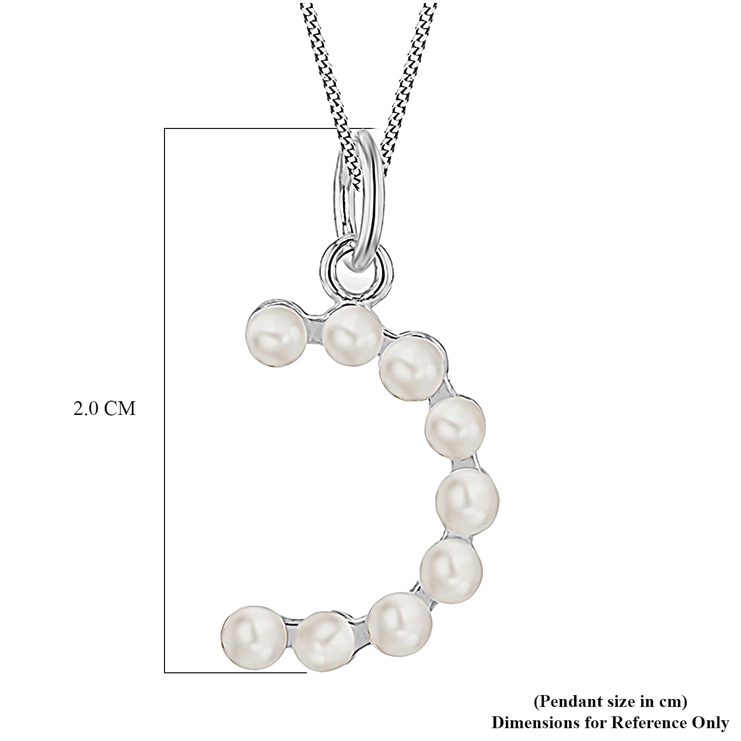 Fresh Water Pearl Initial C Pendant in Sterling Silver
