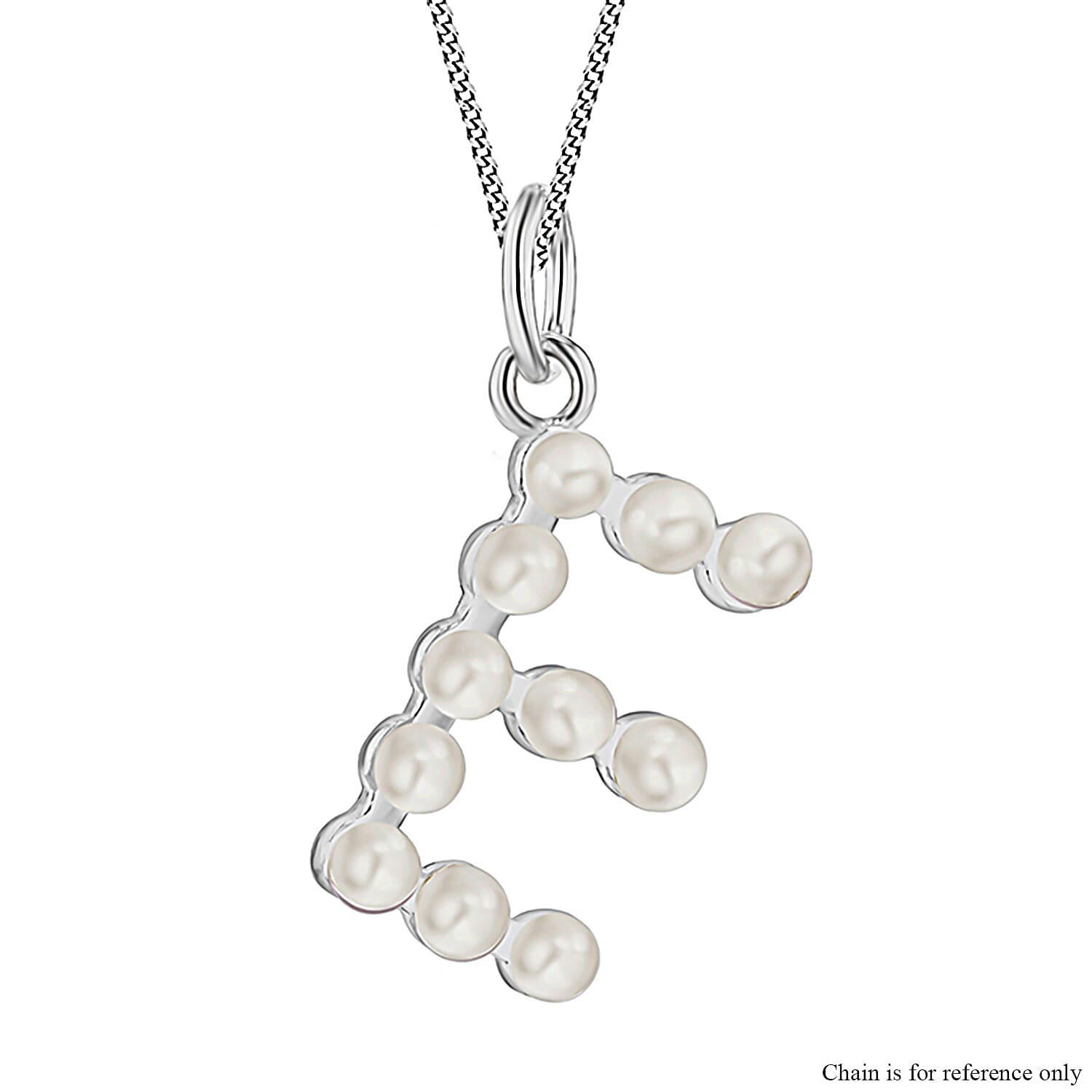 Fresh Water Pearl Initial E Pendant in Sterling Silver