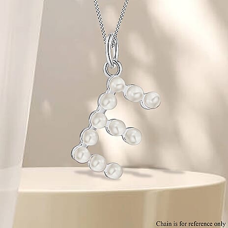 Fresh Water Pearl Initial E Pendant in Sterling Silver