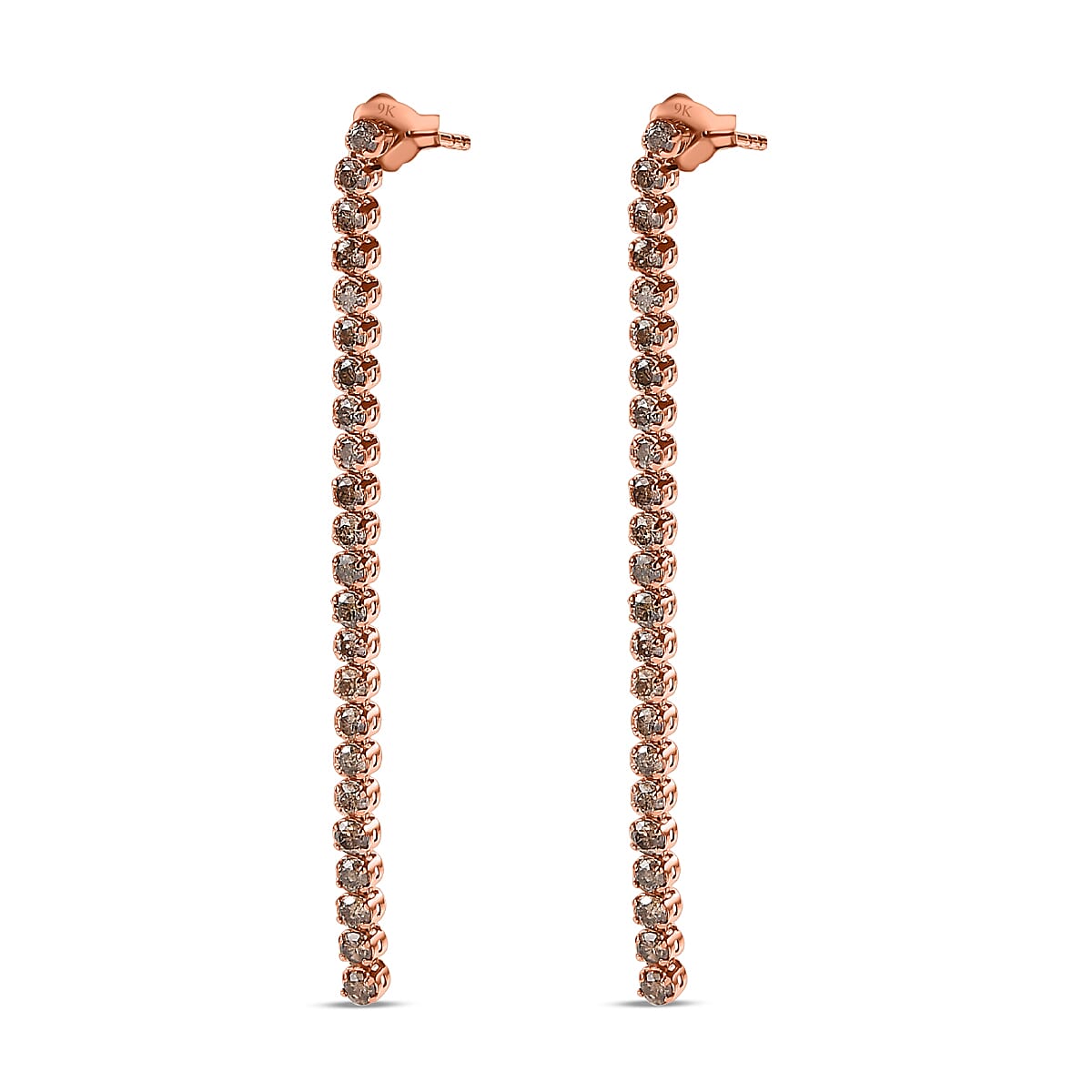 10K Rose Gold Champagne Diamond Dangle Earrings 1.01 Ct.