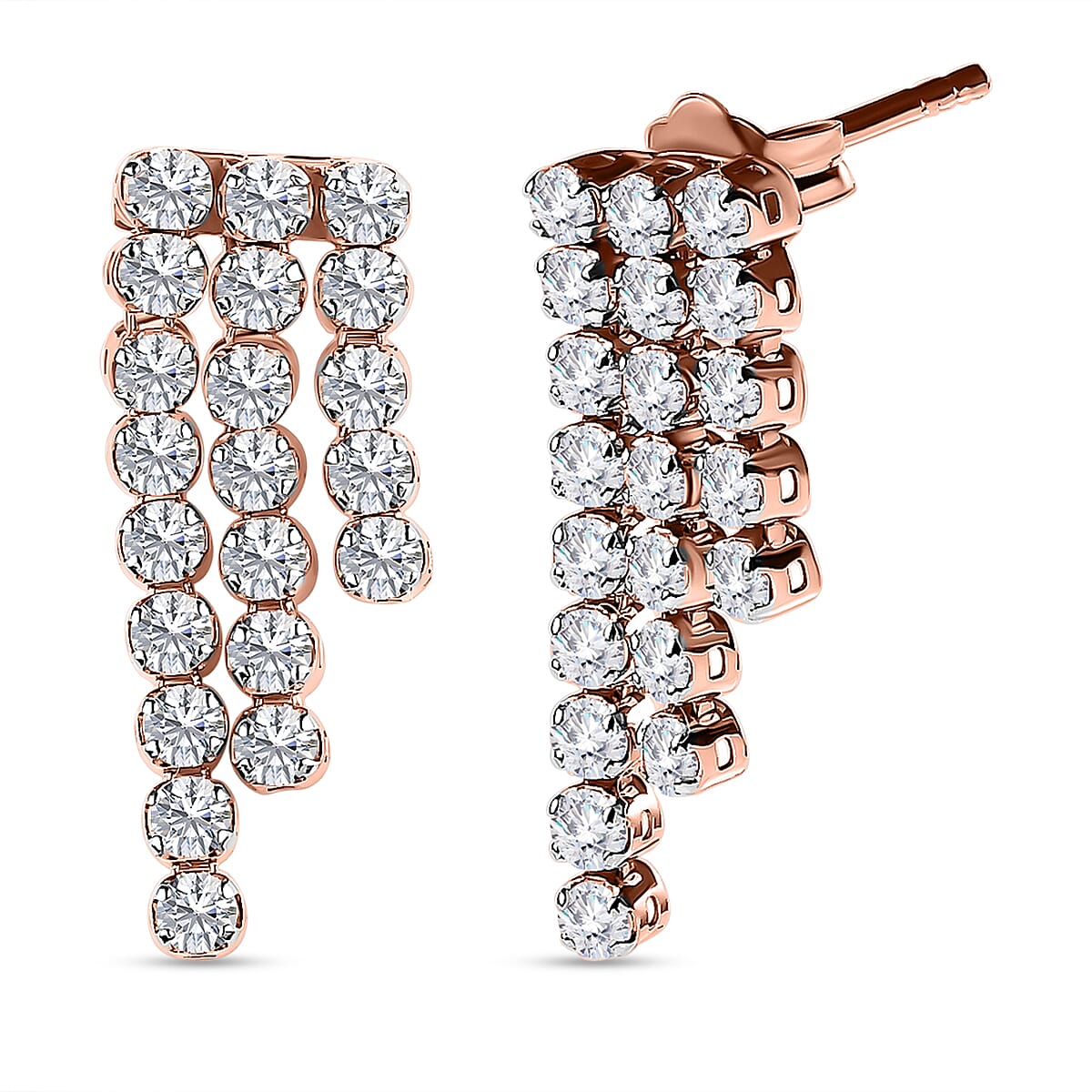 10K Rose Gold SGL Certified Diamond (G-H) Waterfall Earrings 1.00 Ct