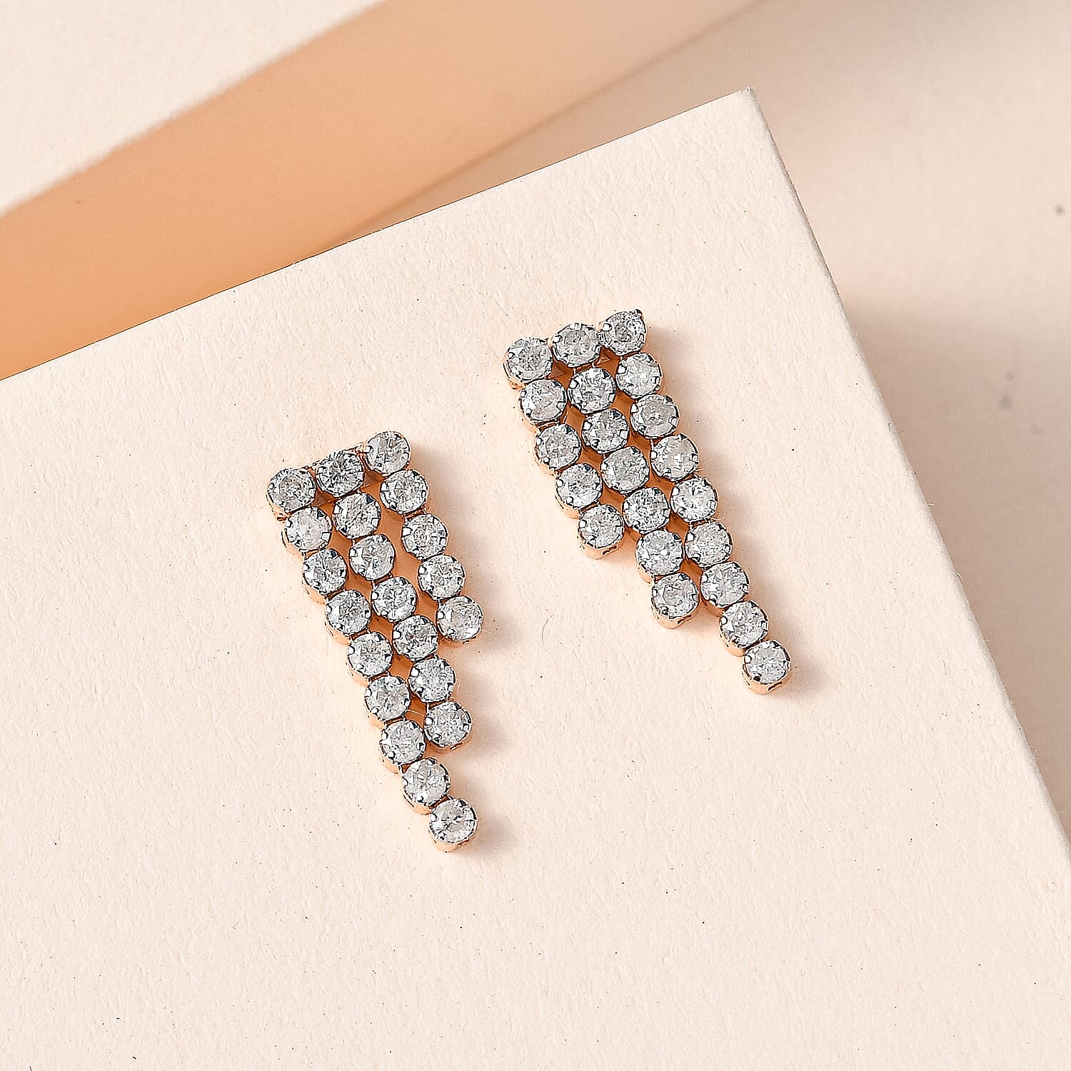 10K Rose Gold SGL Certified Diamond (G-H) Waterfall Earrings 1.00 Ct
