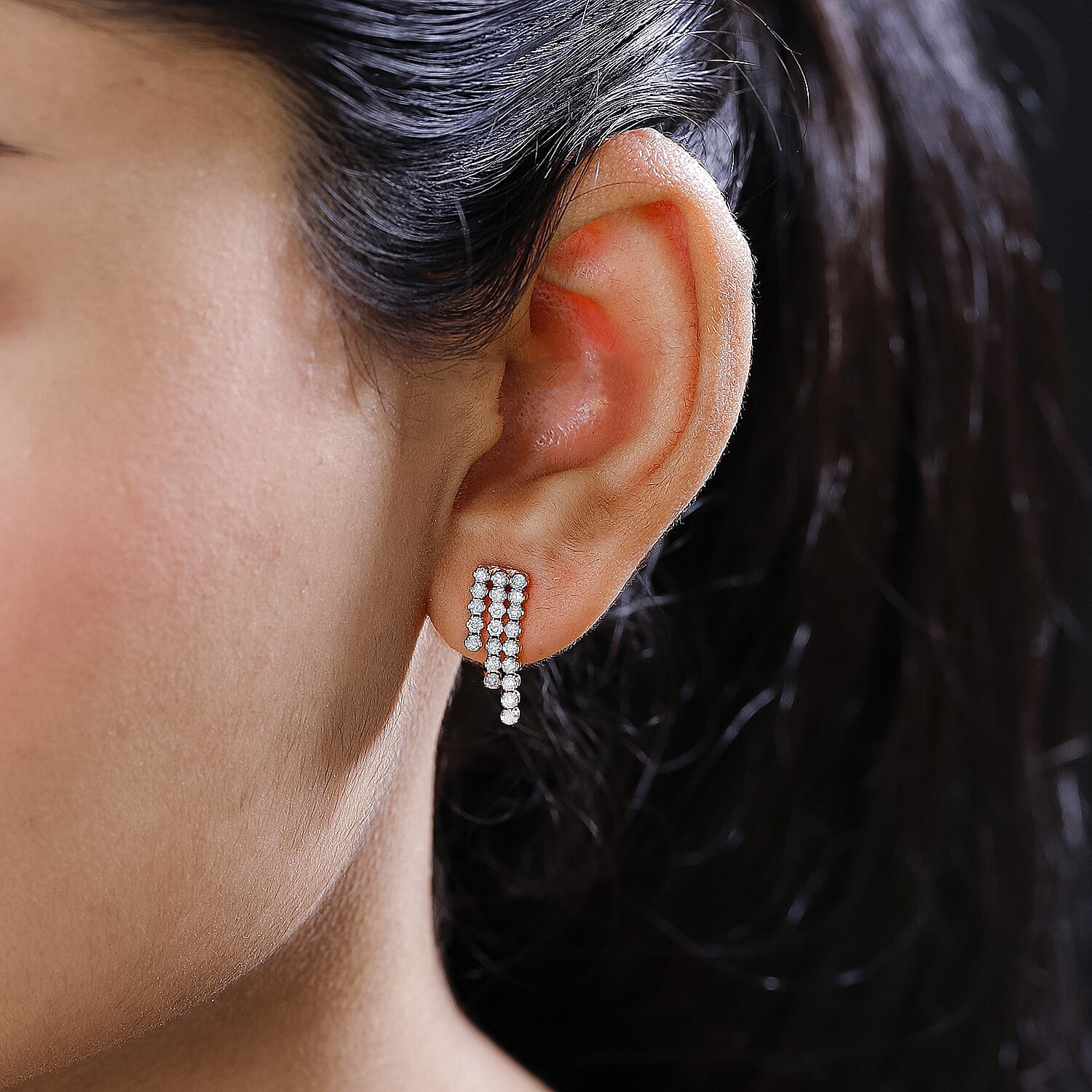 10K Rose Gold SGL Certified Diamond (G-H) Waterfall Earrings 1.00 Ct