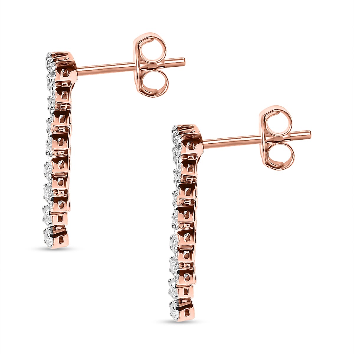 10K Rose Gold SGL Certified Diamond (G-H) Waterfall Earrings 1.00 Ct