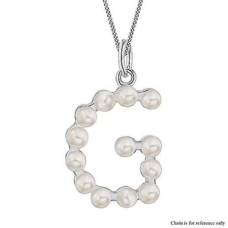 Fresh Water Pearl Initial G Pendant in Sterling Silver