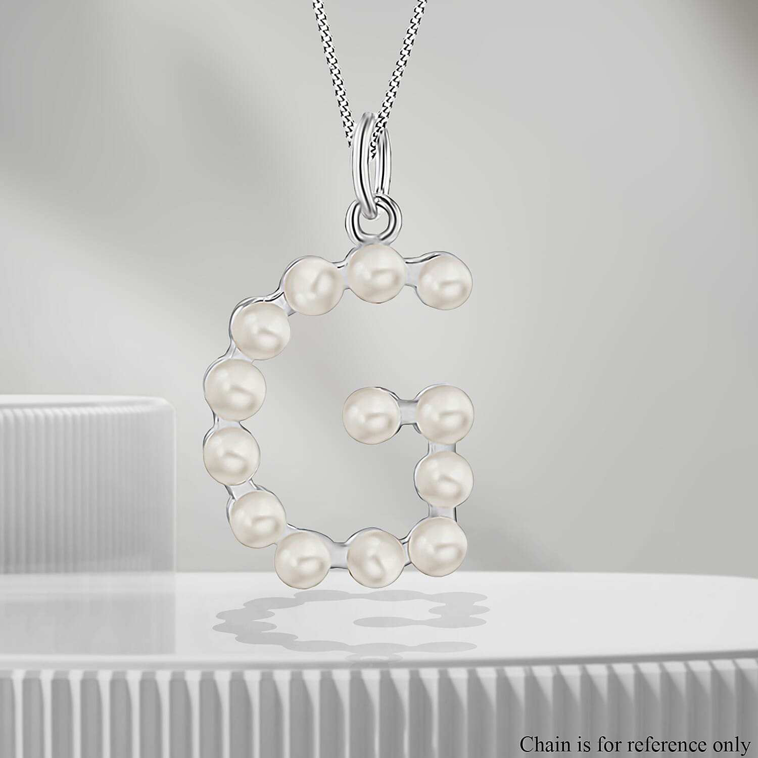 Fresh Water Pearl Initial G Pendant in Sterling Silver