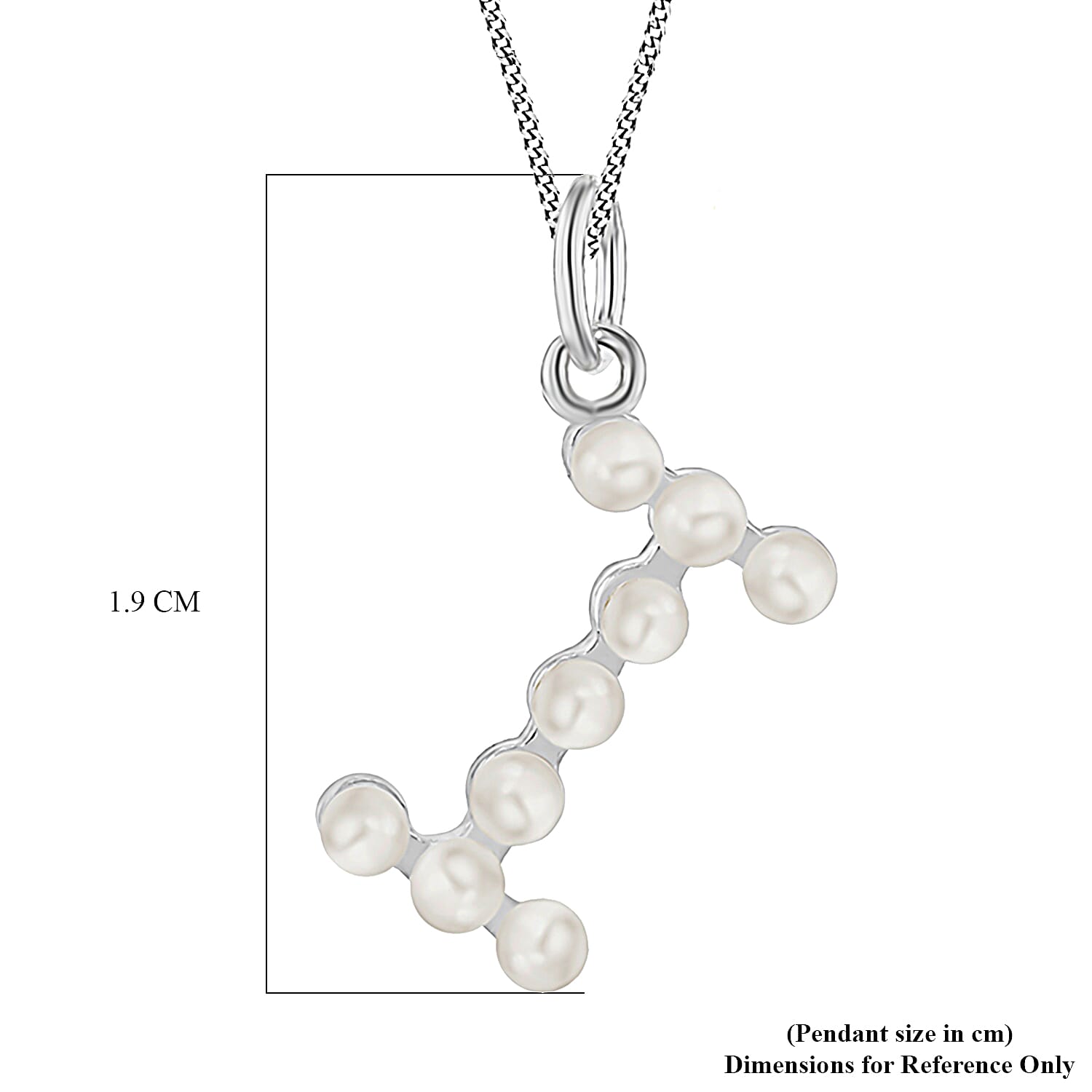 Fresh Water Pearl Initial I Pendant in Sterling Silver