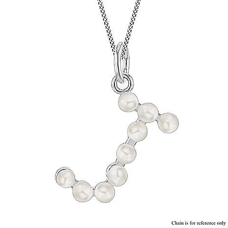 Fresh Water Pearl Initial J Pendant in Sterling Silver