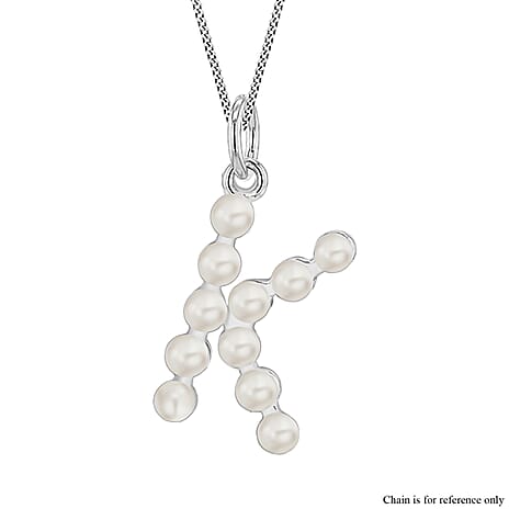 Fresh Water Pearl Initial K Pendant in Sterling Silver