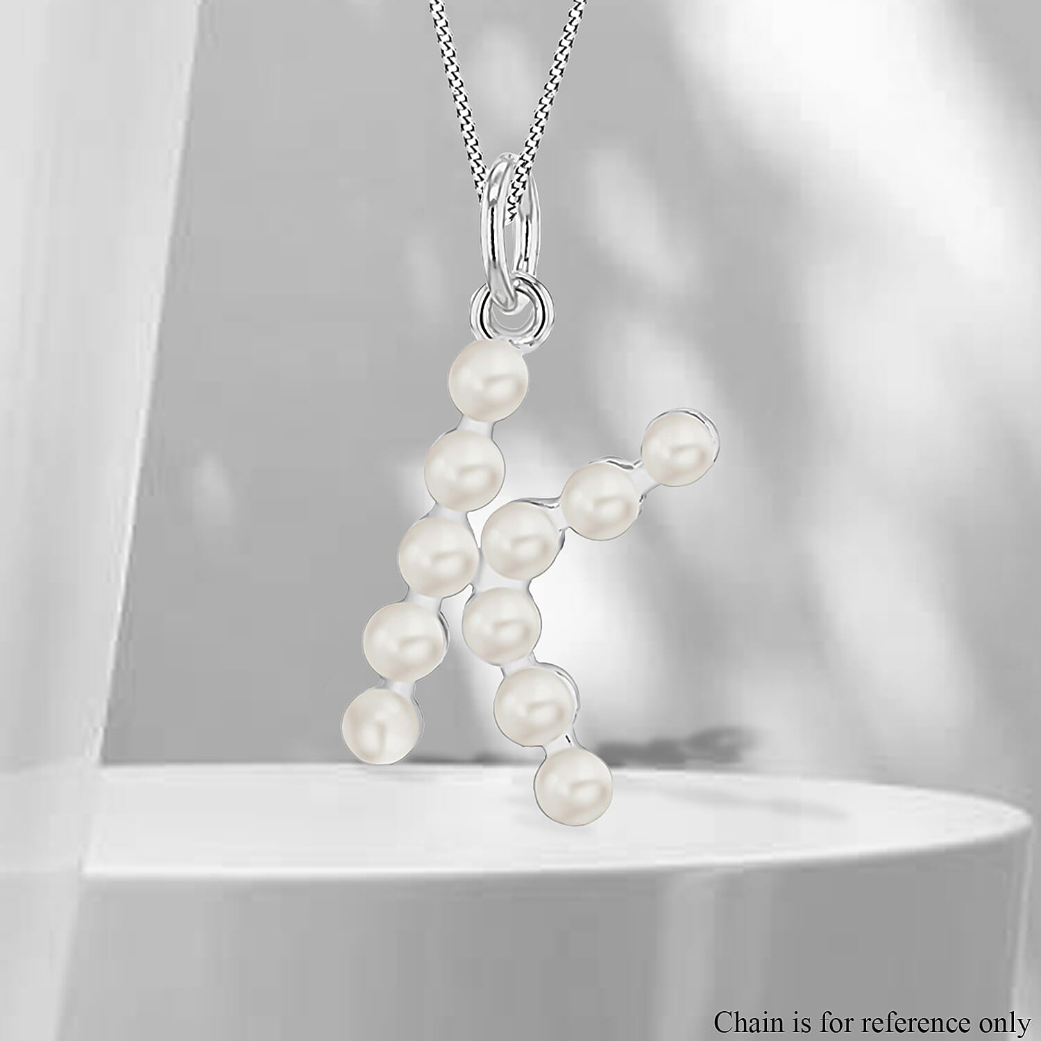 Fresh Water Pearl Initial K Pendant in Sterling Silver