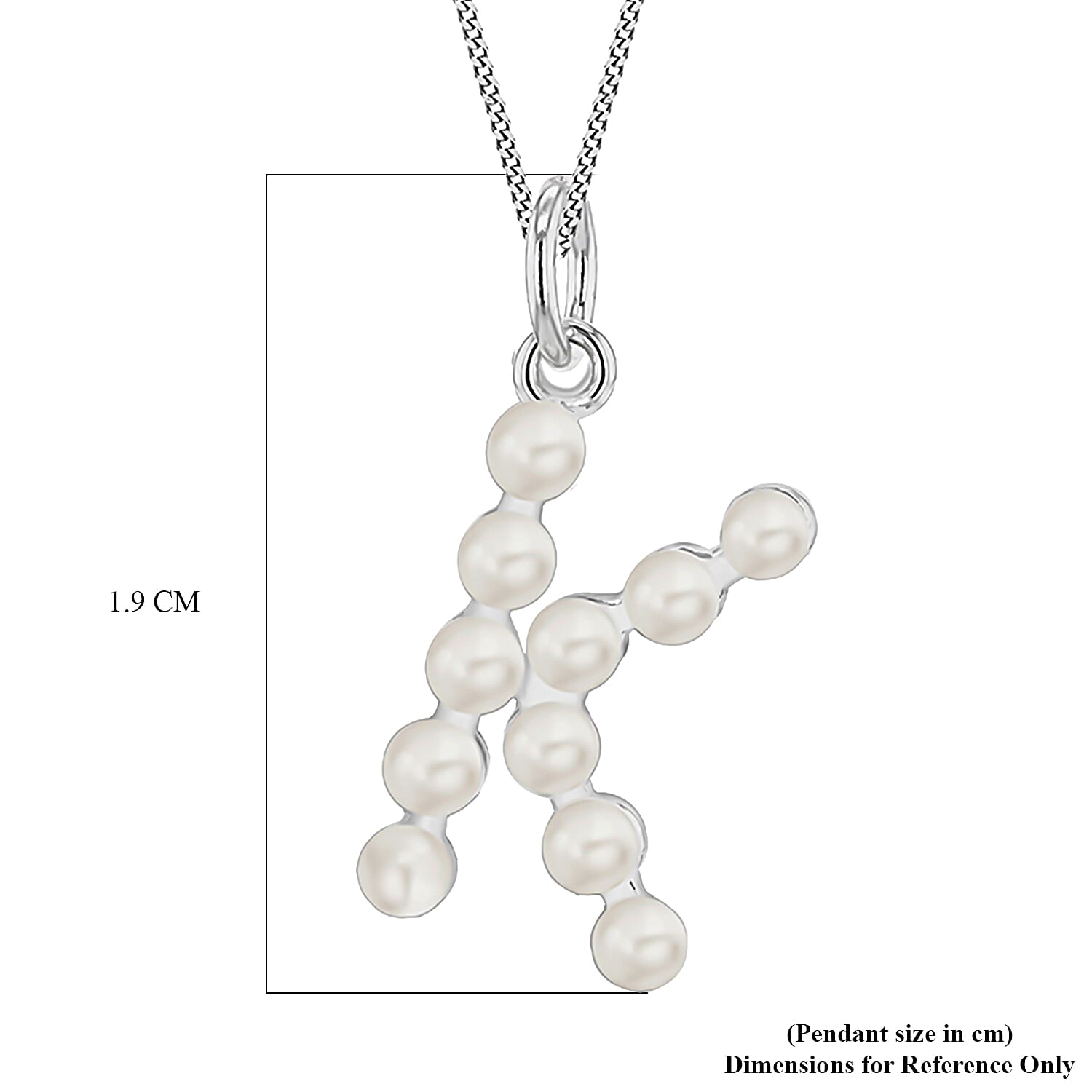 Fresh Water Pearl Initial K Pendant in Sterling Silver