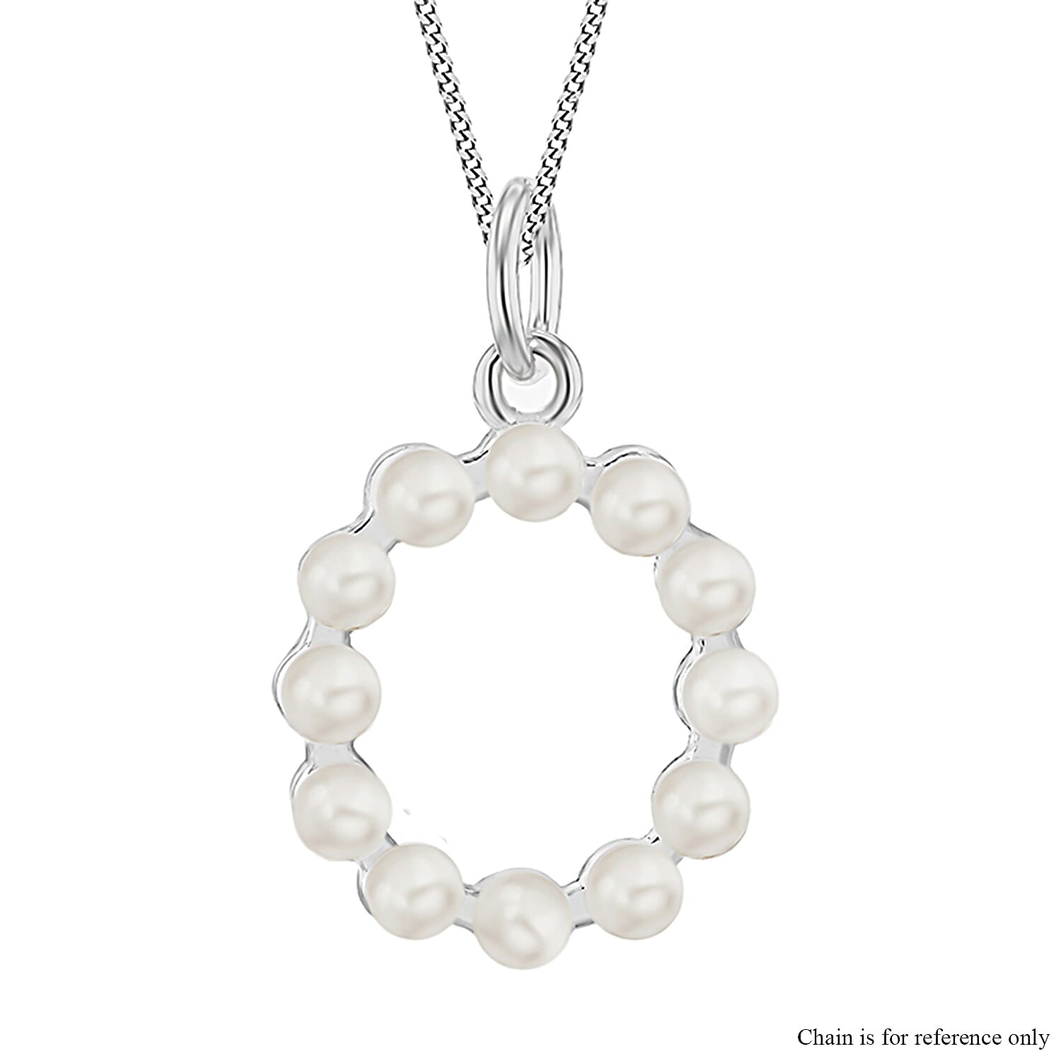 Fresh Water Pearl Initial O Pendant in Sterling Silver