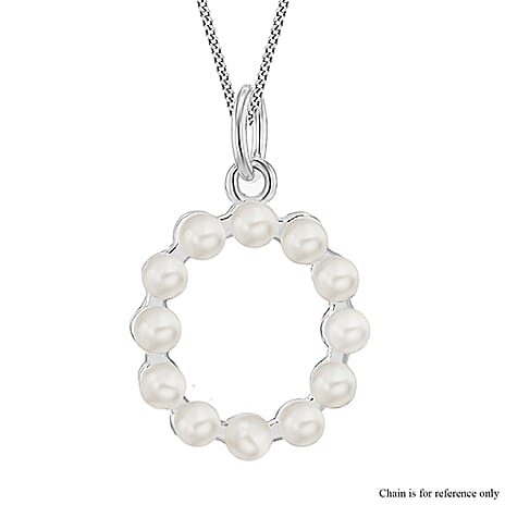 Fresh Water Pearl Initial O Pendant in Sterling Silver
