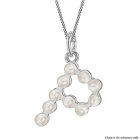 Fresh Water Pearl Initial P Pendant in Sterling Silver