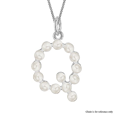Fresh Water Pearl Initial Q Pendant in Sterling Silver