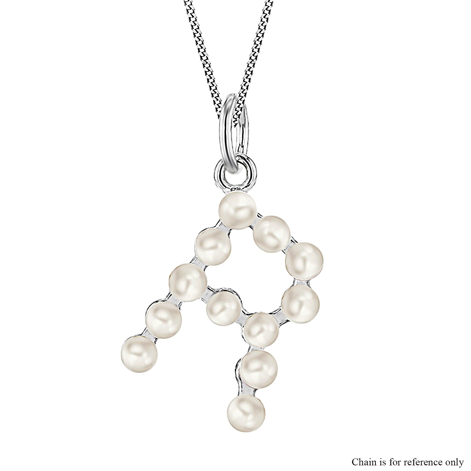 Fresh Water Pearl Initial R Pendant in Sterling Silver