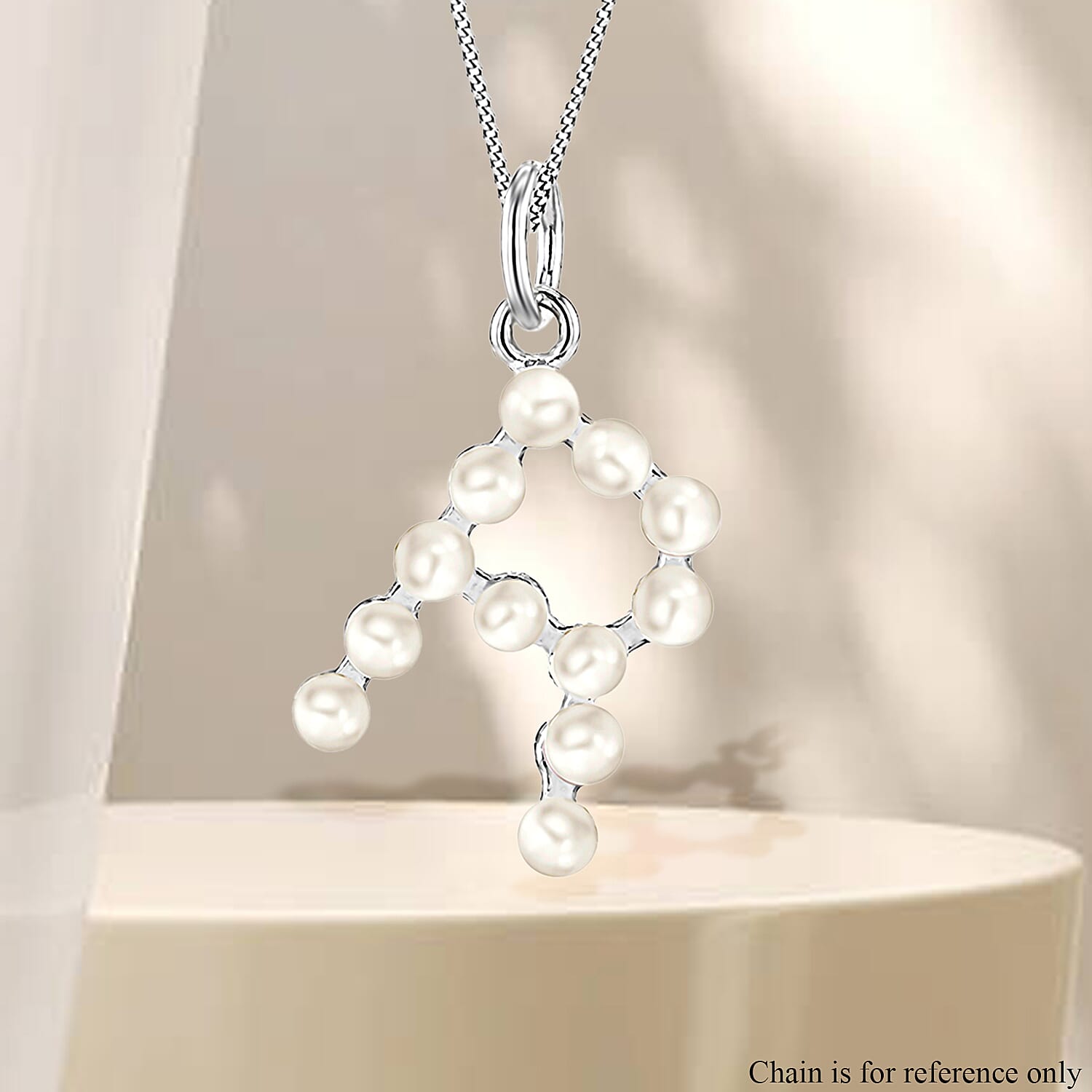 Fresh Water Pearl Initial R Pendant in Sterling Silver