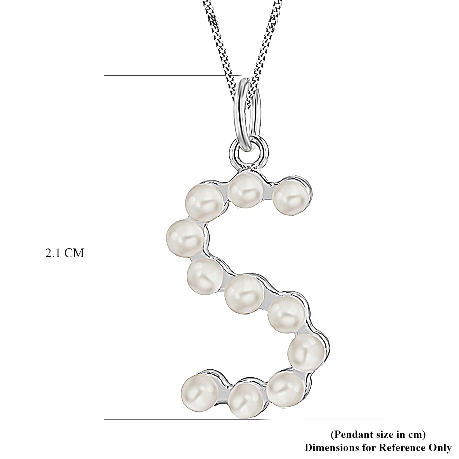 Fresh Water Pearl Initial S Pendant in Sterling Silver